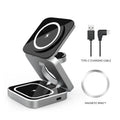 Three-in-one foldable desktop wireless charging bracket for Apple, Samsung, and Google Pixel Watch with magnetic induction ring
