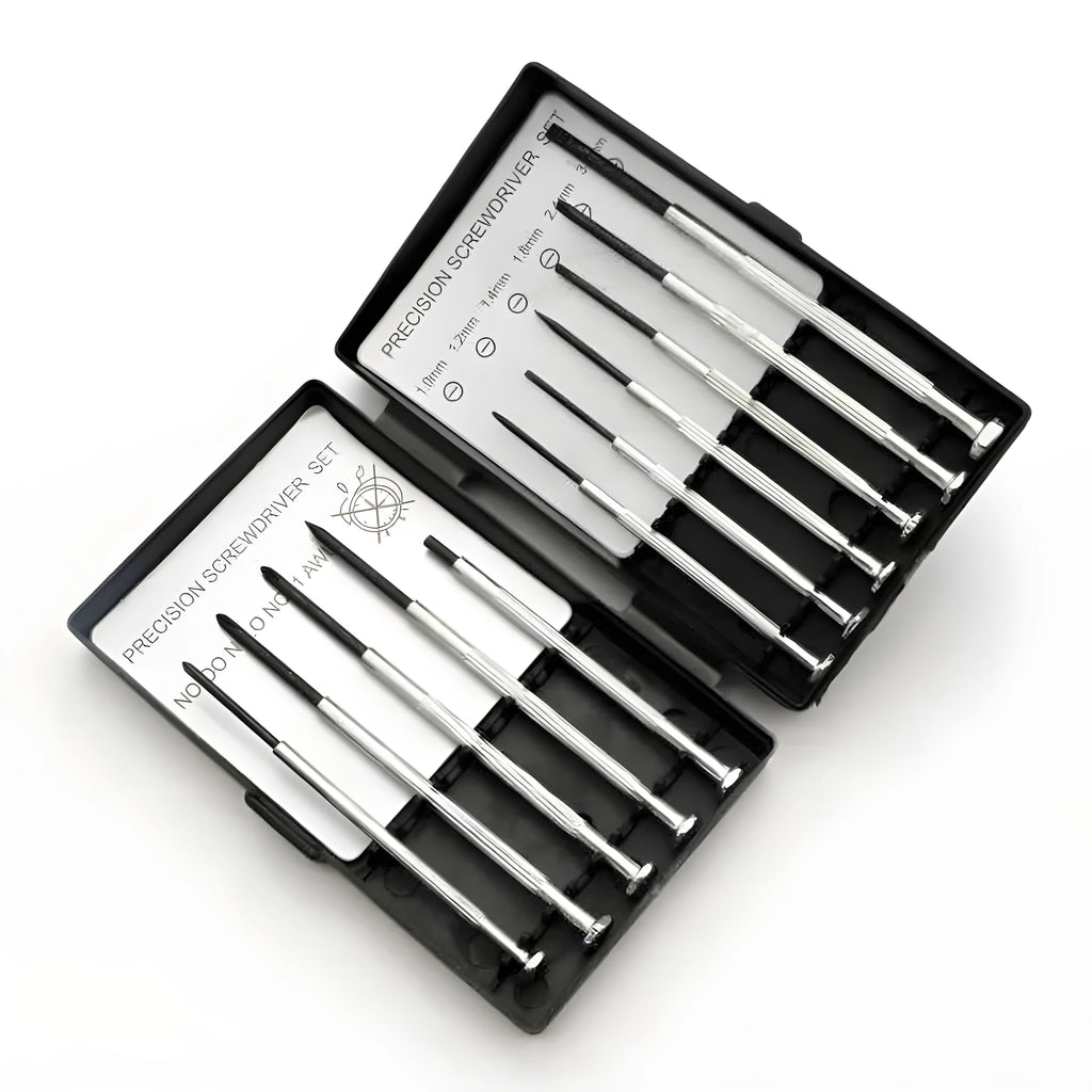 TH-6177 11-piece clock screwdriver set with various head types on display