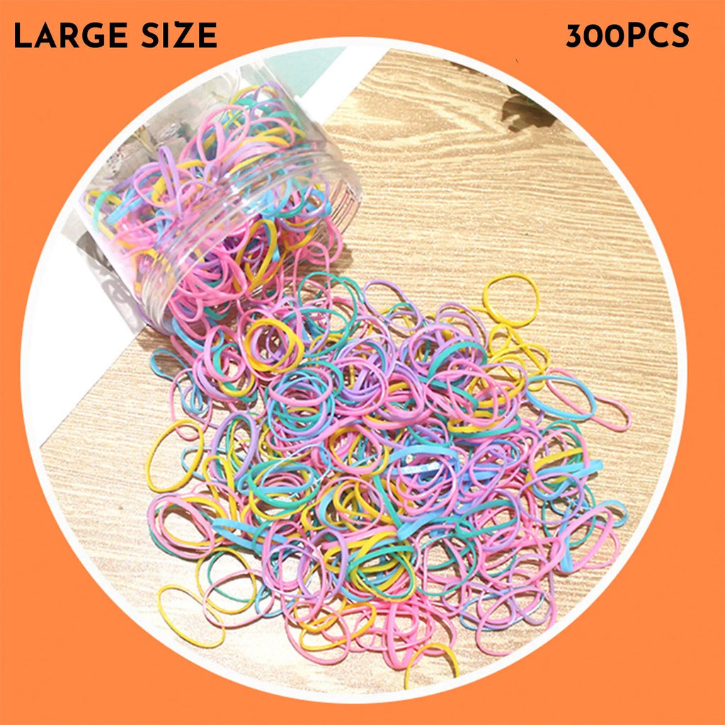 Multicolour TPU baby hair ties in a reusable container for toddlers and girls, 300 or 600 piece pack