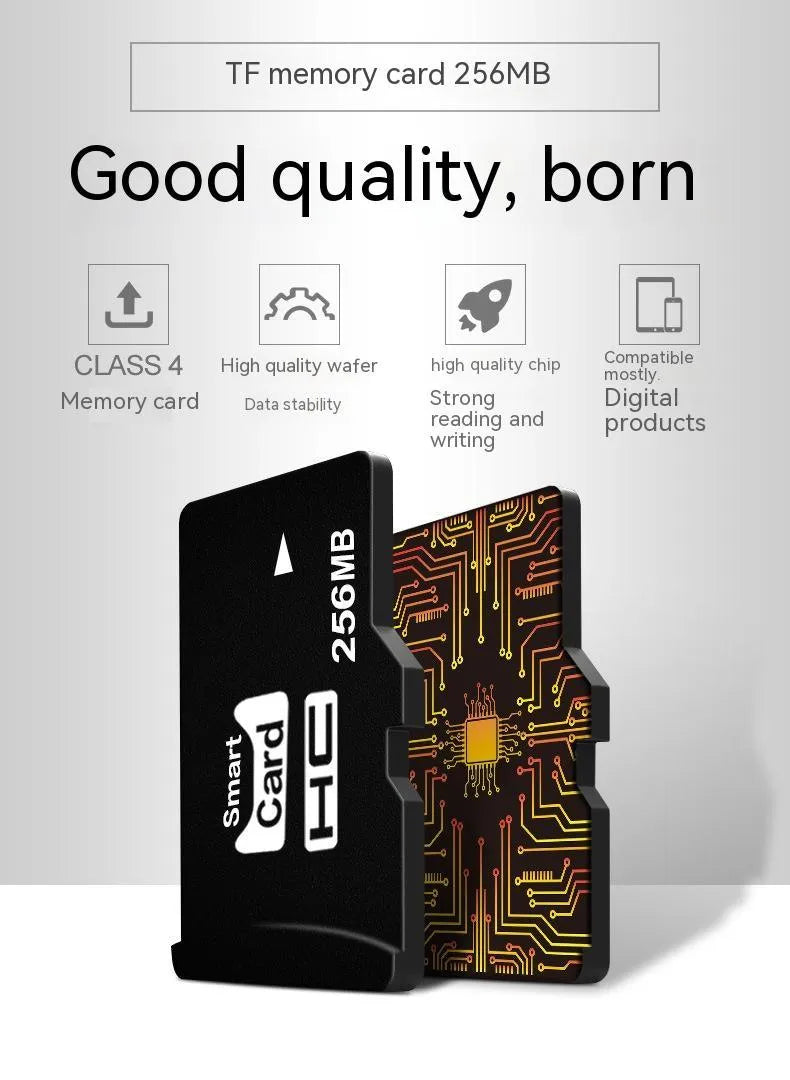 256MB TF memory card with integrated mini speaker measuring 11mm by 15mm