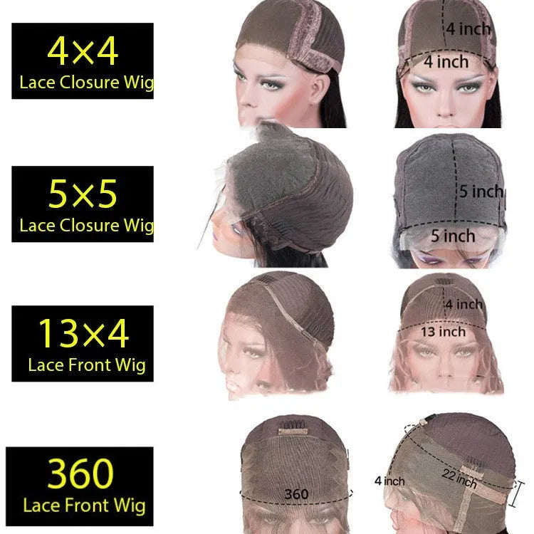 A woman wearing a Real Human Hair Lace Headgear with a 4x4 lace front in a long, straight style.