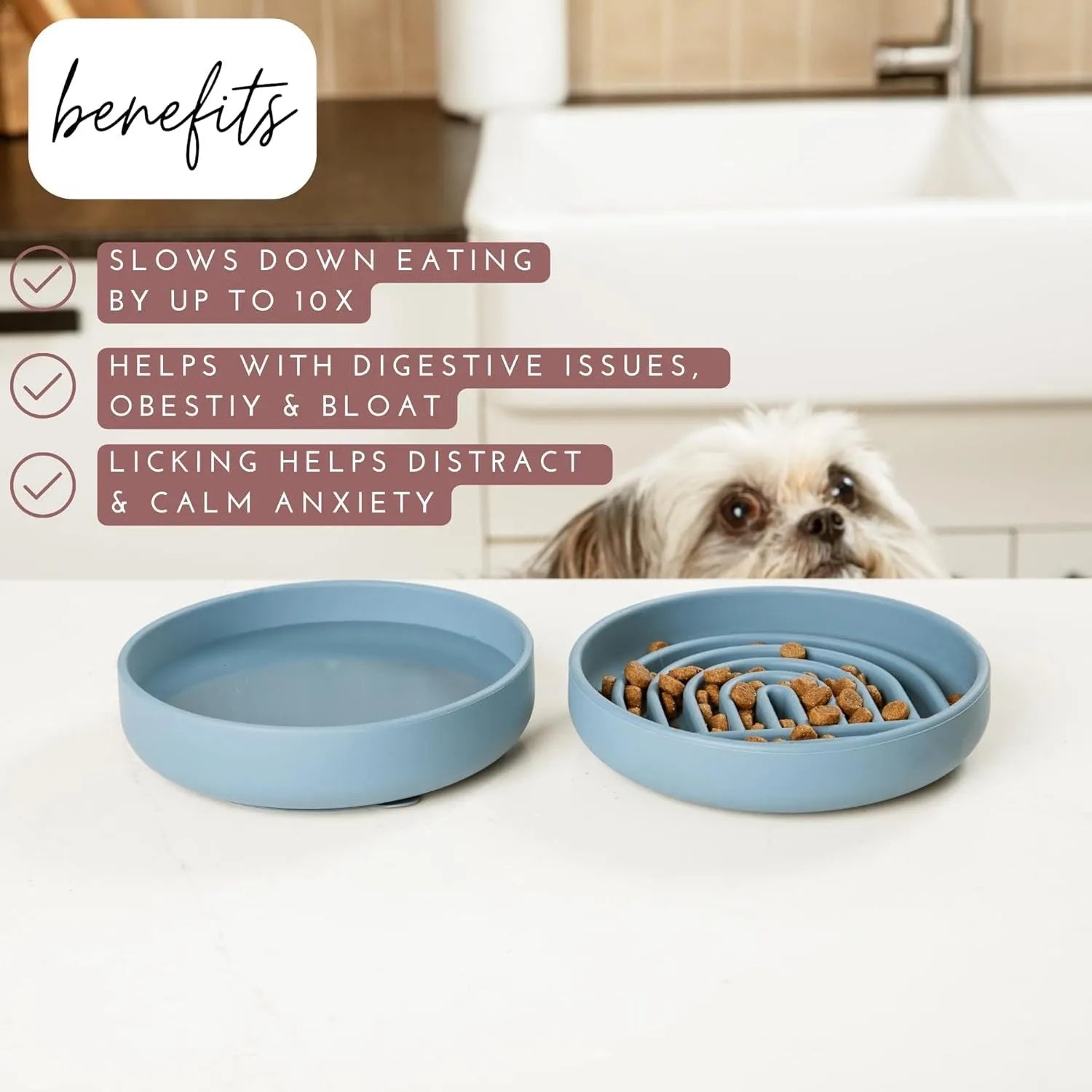 Silicone slow feeder dog bowl with ridges, shown in mustard green colour.