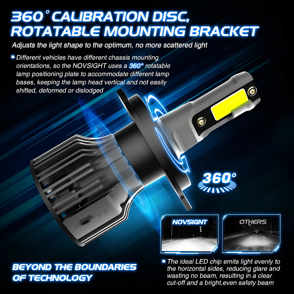 72W 6000K white LED car headlight bulb with adjustable chuck for H7 H11 9005 fitments