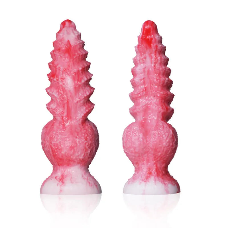 Pink shaped penis women's masturbation device in platinum silicone