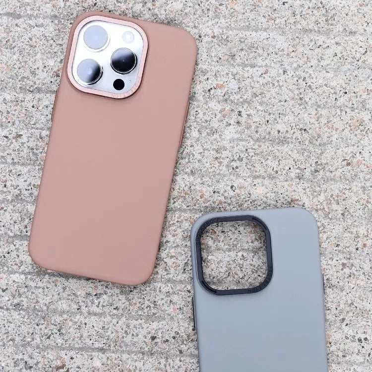 Gray frosted PC phone case for iPhone 15 Pro Max with invisible magnetic suction ring