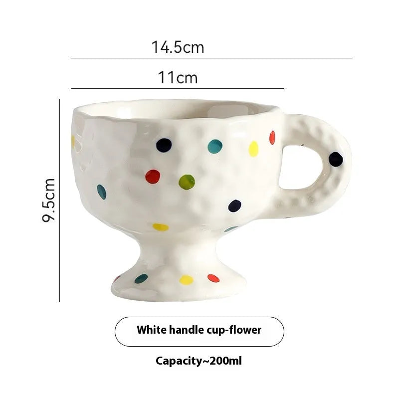 Handmade irregular ceramic mug in solid colour with modern simplicity style