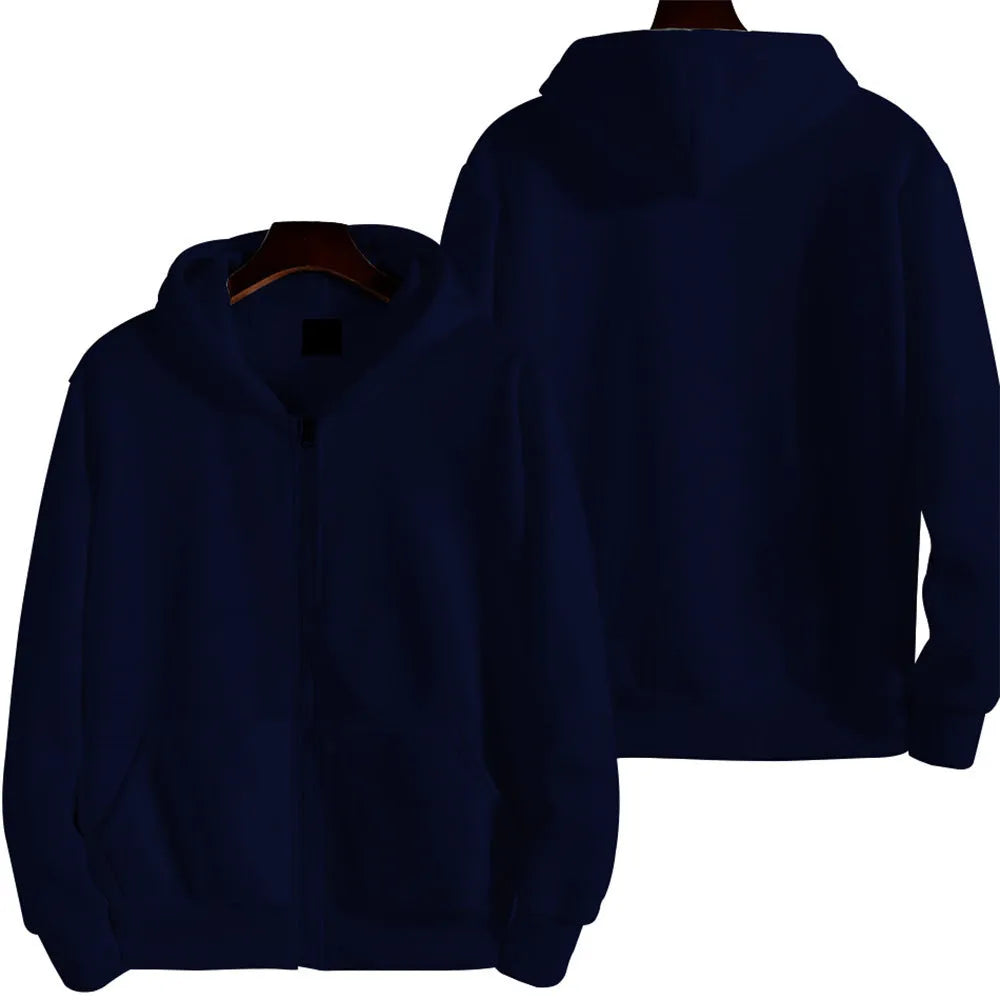 Men's solid colour loose sports zipper jacket in polyester fibre with spandex blend