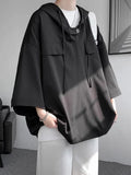 Men's loose fit hooded short sleeve t-shirt in polyester pullover style for summer casual wear