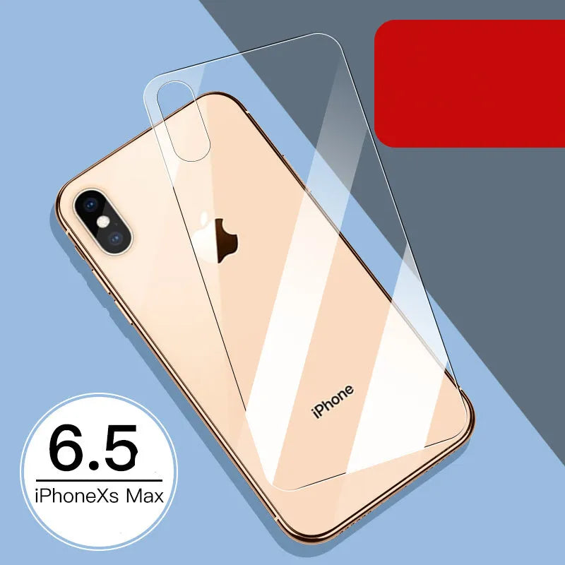 Apple iPhone tempered glass screen protector film for front and rear, showing half-screen design