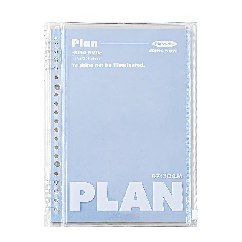 A5 PVC spiral notebook in blue or white colour with spiral binding for loose sheet storage