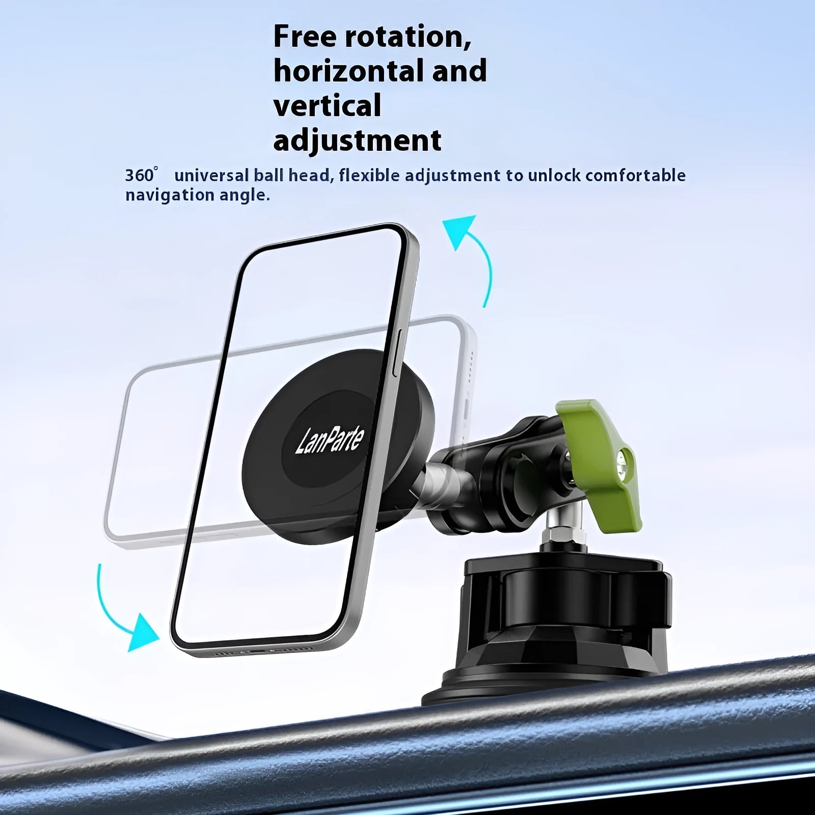 Car magnetic phone holder with suction cup dashboard mount in alloy, universal fit, Ordinary RBA-M01 colour
