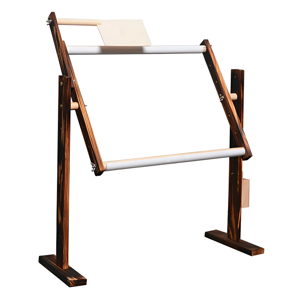 Vertical desktop solid pine wood cross stitch frame in log colour small size with height adjustment