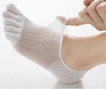 Modal cotton five-finger boat socks in solid colours including black, dark grey, khaki, light grey and white