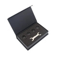 Black Bluetooth tyre pressure monitoring system with four external sensors and installation tools