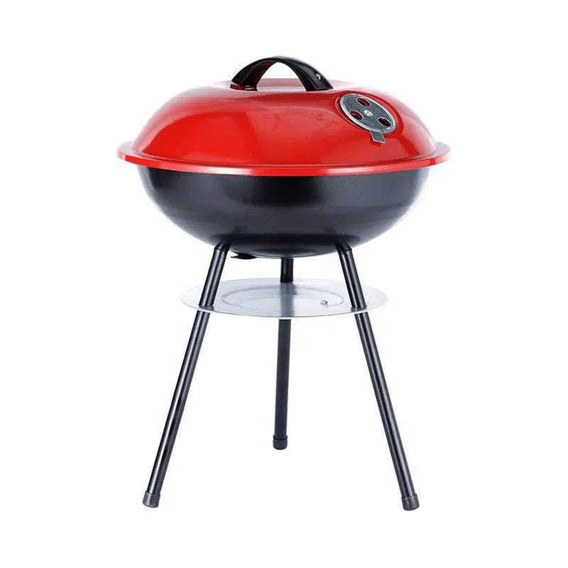 Portable 14-inch iron barbecue grill with apple stove design.