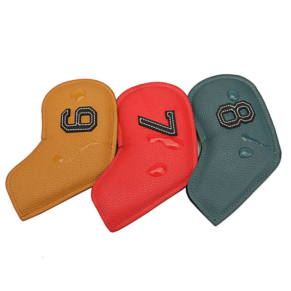 10-piece set of digital printed golf club head covers in assorted colours