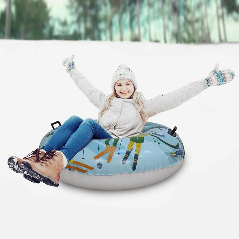PVC winter ski ring toy with printed design for outdoor snow play