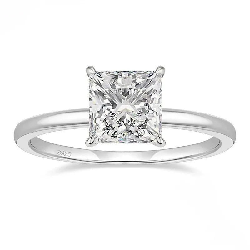 925 silver geometric round ring with zirconia accents in silver finish