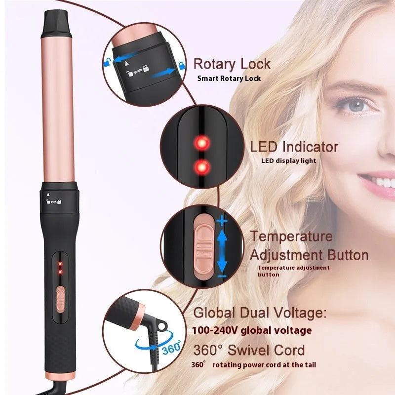 All-in-one three-tube water wave hair curler set with multiple interchangeable tubes on a white background