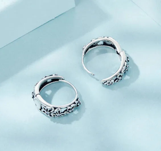 Sterling silver butterfly stud earrings with zircon accents and oxidised finish, 14mm height