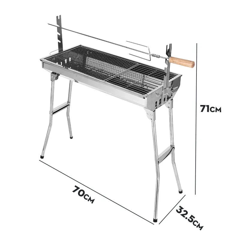 Stainless steel portable barbecue oven with turnover design and multiple cooking grids