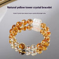 Women's carved citrine crystal bracelet with 10mm geometry beads in national style