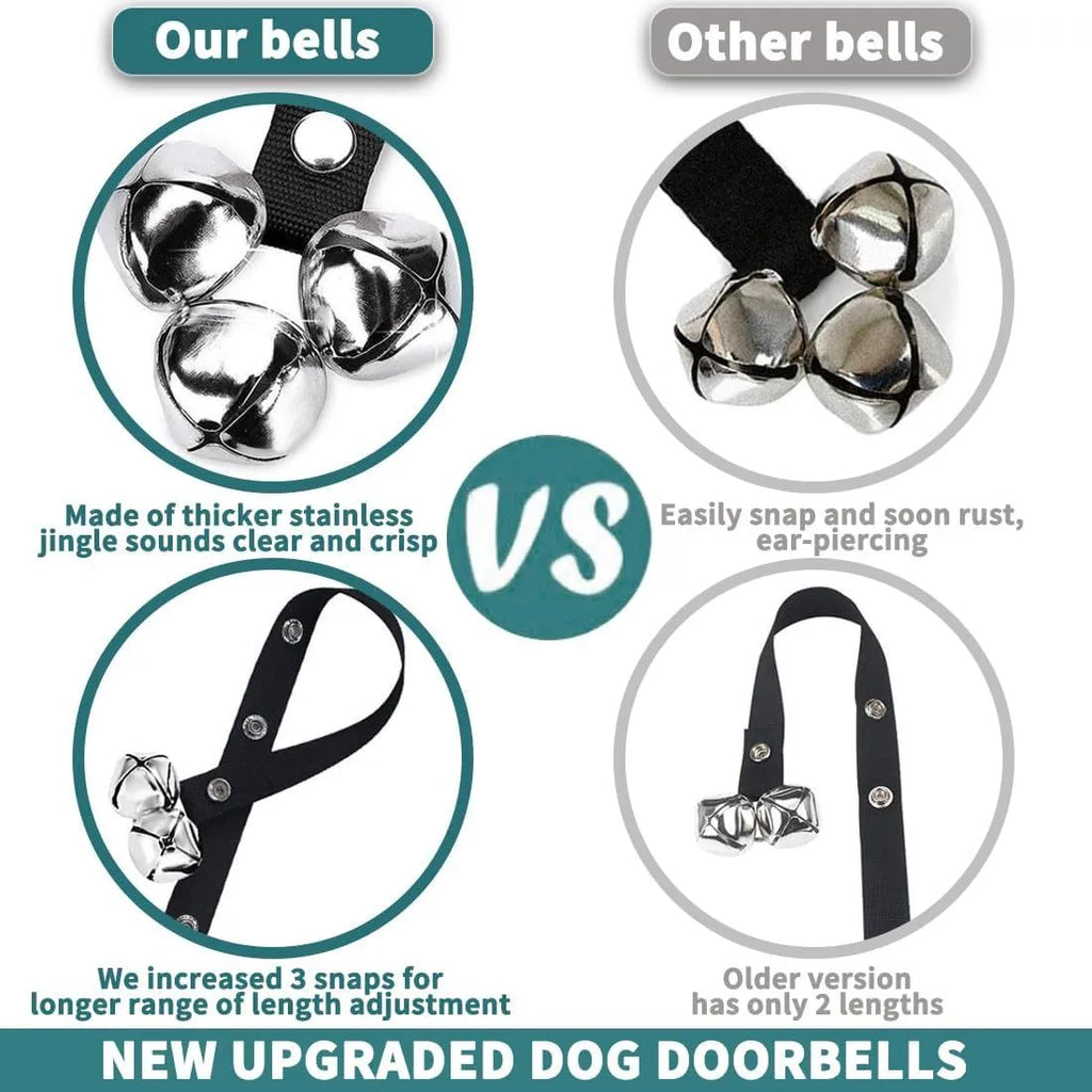 Dog doorbell set with 7 metal bells and adjustable nylon leash for training puppies