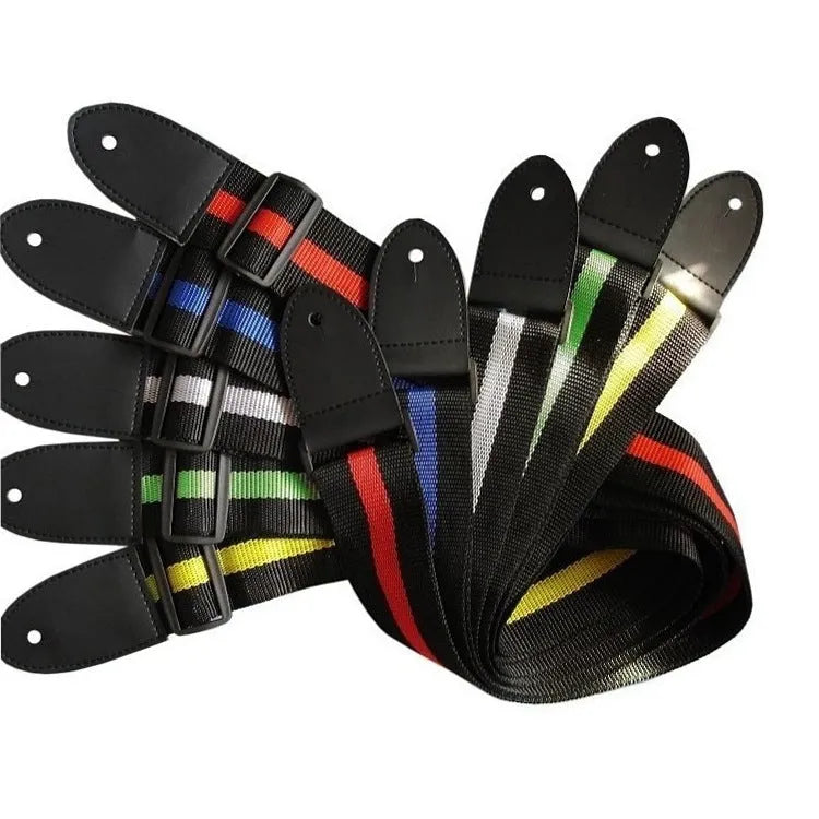 Woven crossbody strap for guitars, bass, and ukuleles in five colour options