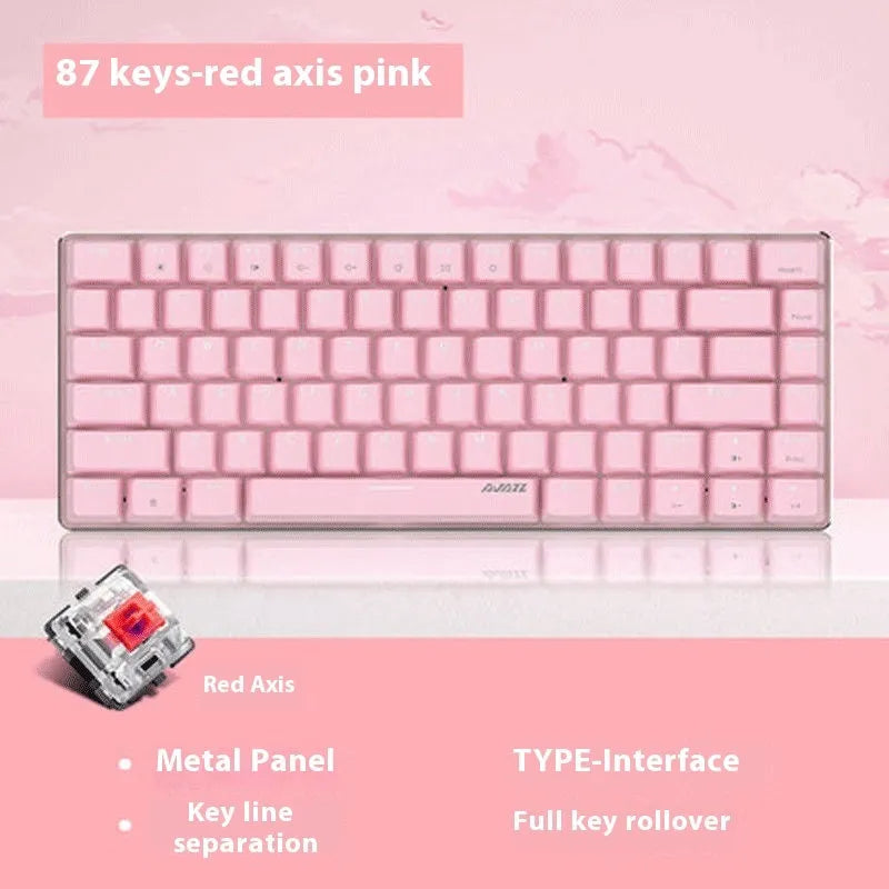 White illuminated mechanical keyboard with 82 keys and metal construction for laptop use