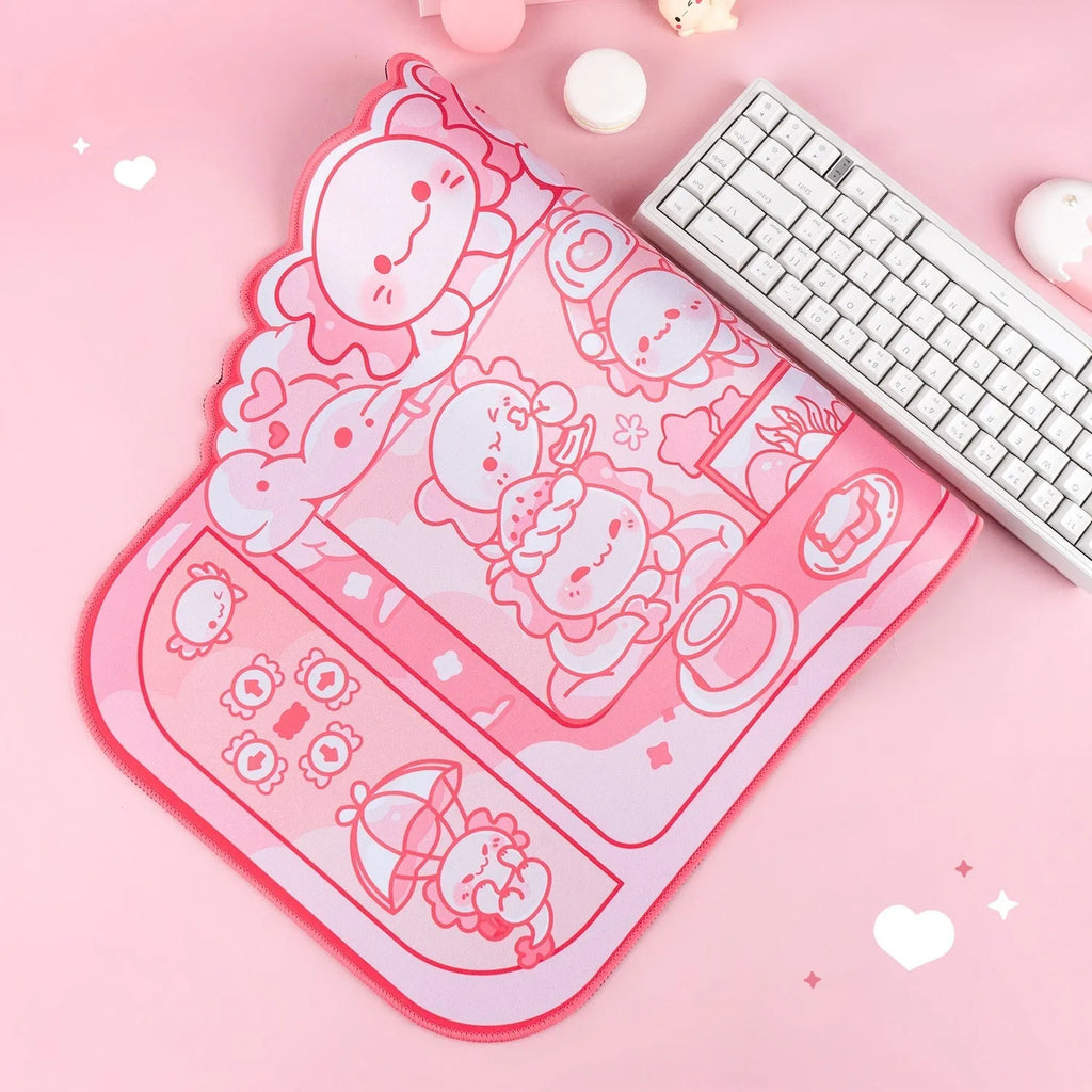 Hexagonal dragon crane machine design large mouse pad measuring 75cm by 40cm with wrist support