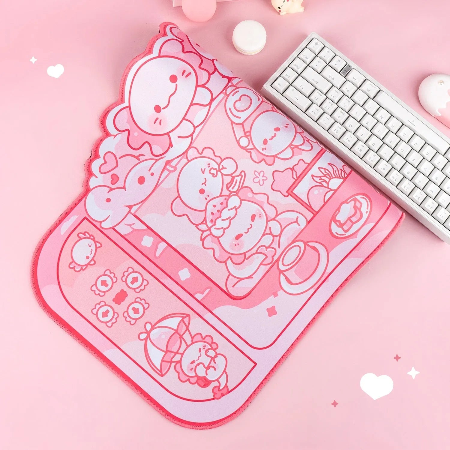 Hexagonal dragon crane machine design large mouse pad measuring 75cm by 40cm with wrist support