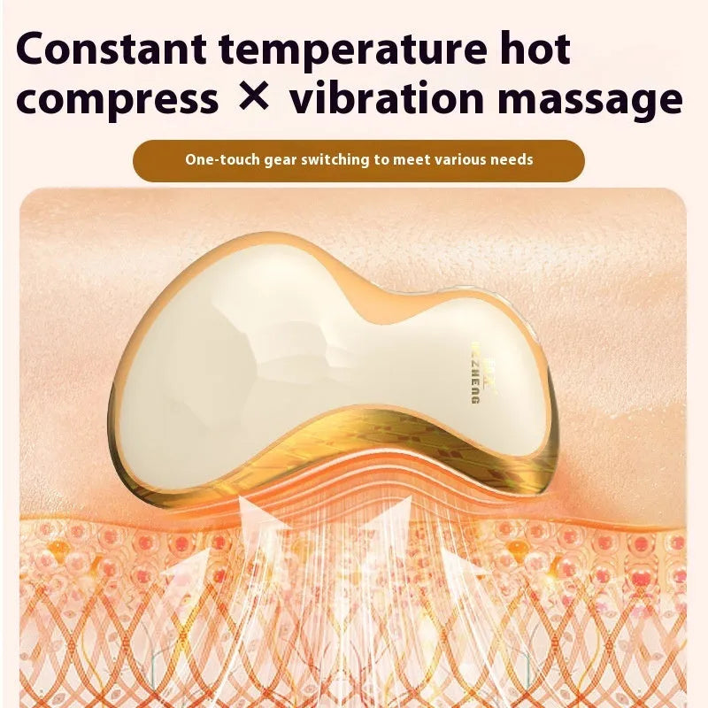 Golden yellow electric scrapping plate with USB charging port for skin meridian massage