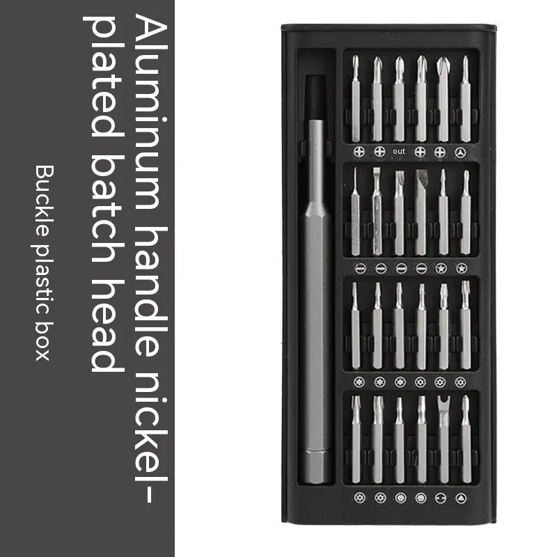 24-in-1 precision magnetic screwdriver repair set with carbon steel bits and chrome vanadium steel shaft on white background