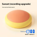 Plastic pet communication button dog voice toy in recording macaron purple on a flat surface