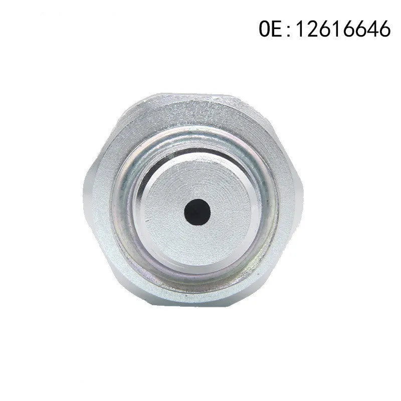 Silver metal automotive fuel pressure sensor for part numbers 12616646, 12677836, D1846A.