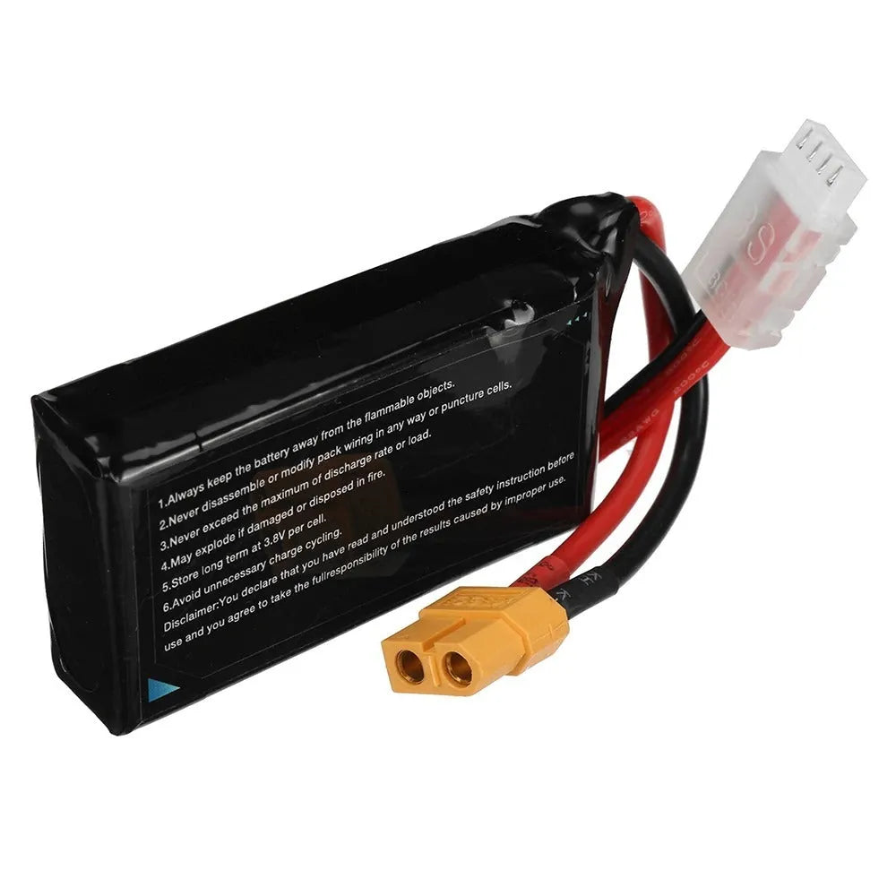 2S 7.4V 1200mAh hard case Lipo battery for RC models showing compact size