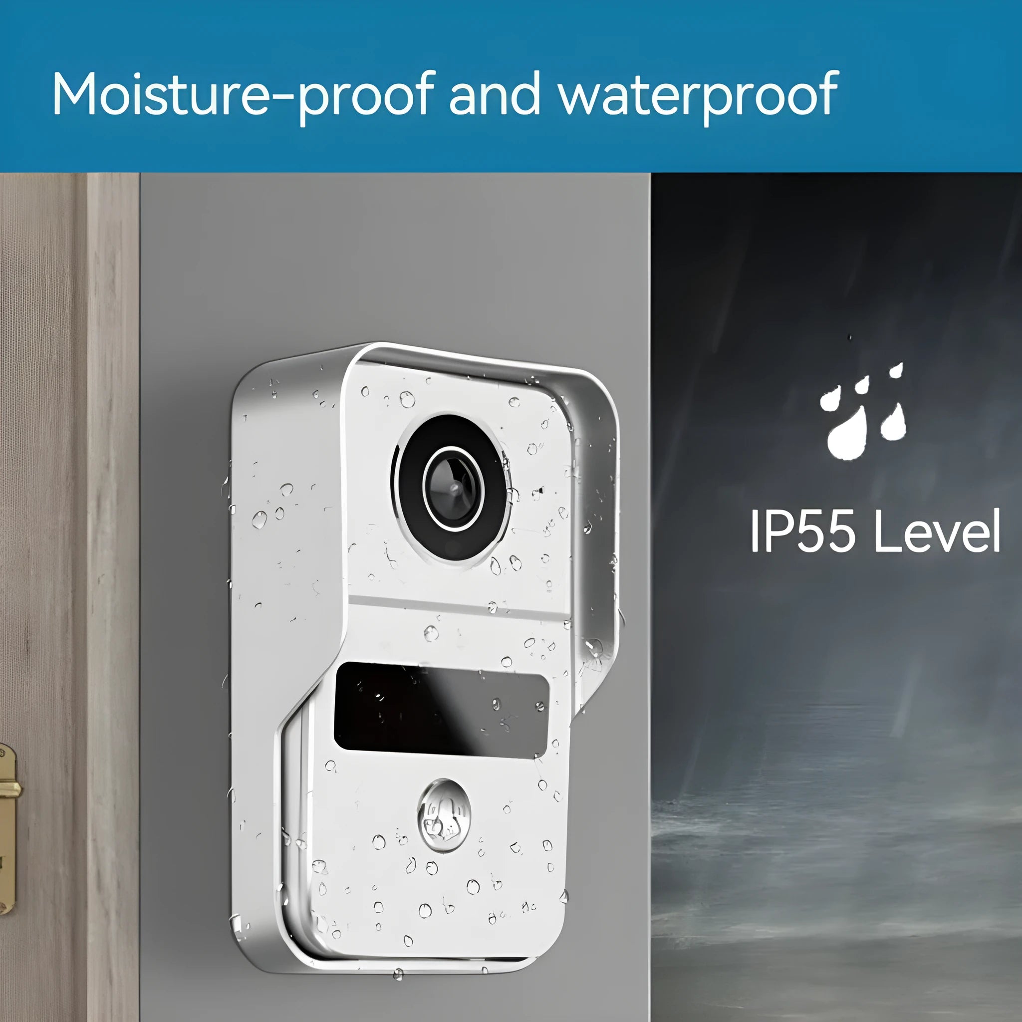 10-inch display and outdoor unit of a wired 1080P video intercom doorbell system with installation tools.