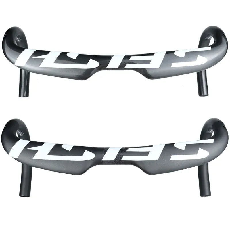 Carbon fibre road bike bent handlebar with innerline routing in black finish