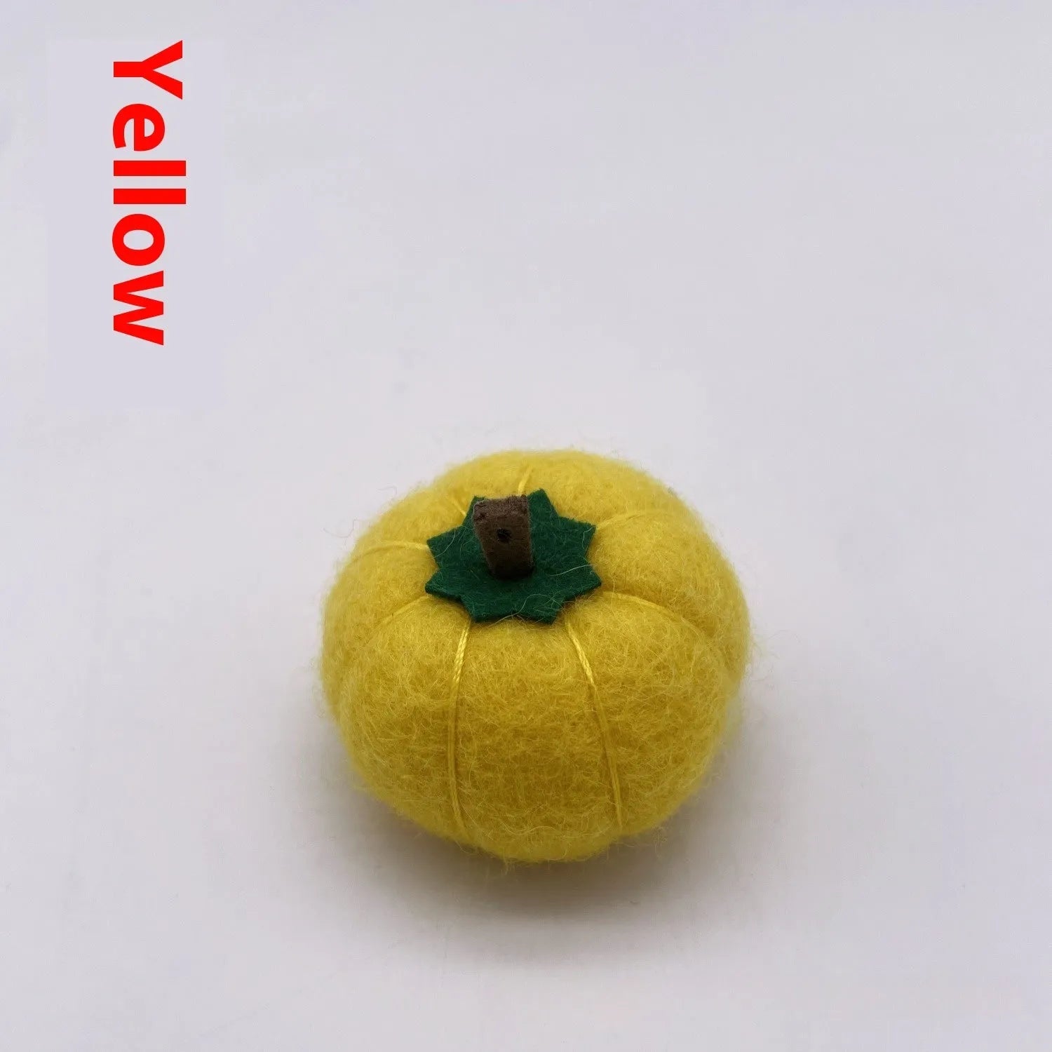 Wool felt pumpkin ornament in orange, 5cm diameter, for dollhouse decoration