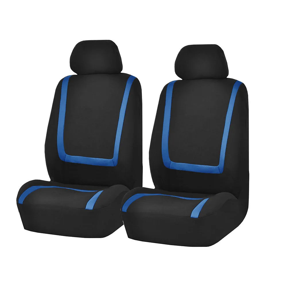 Universal fully enclosed car seat cushion cover set in multiple colour combinations including beige black, grey black, red black