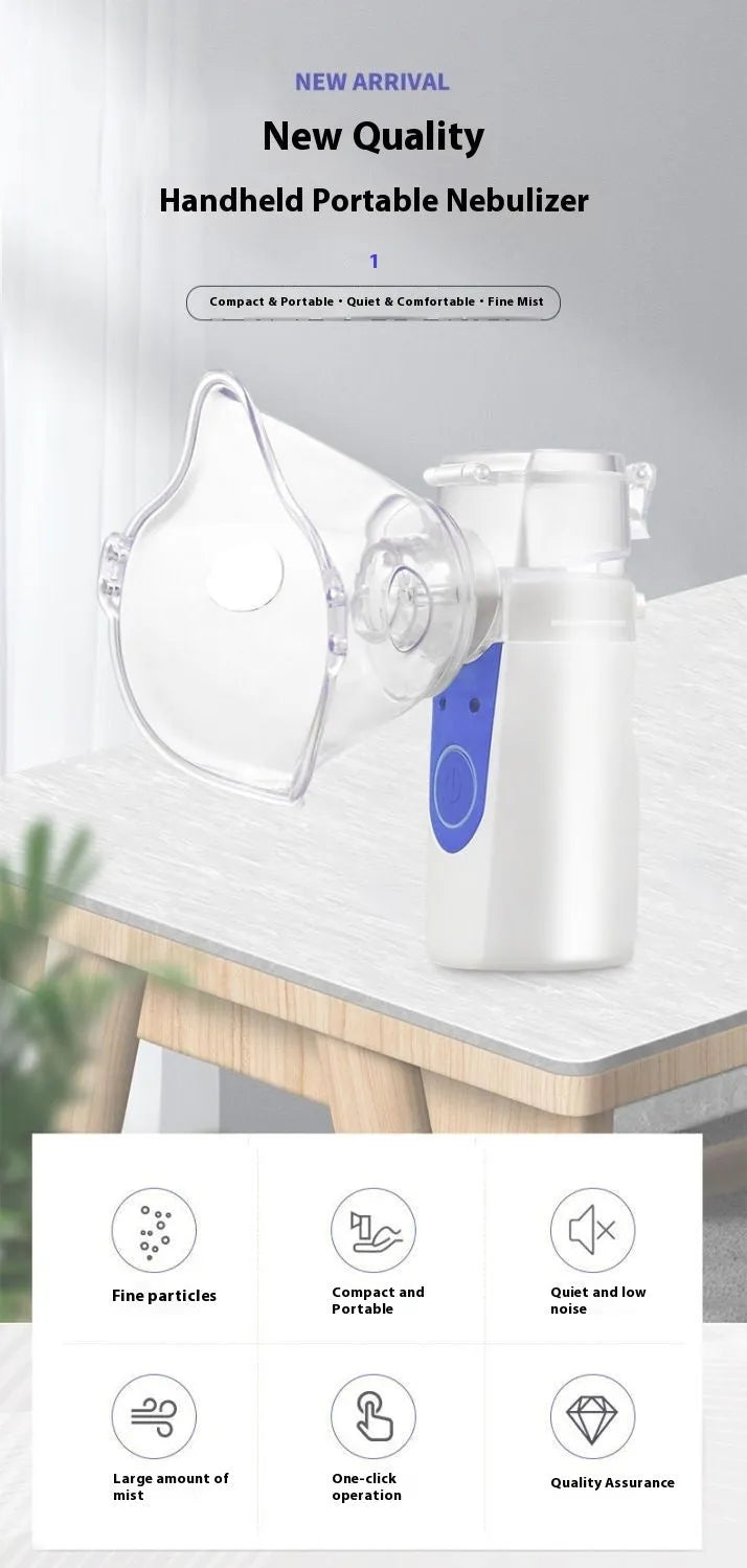 Columnar-shaped plastic handheld nebuliser spray machine with USB connection cable