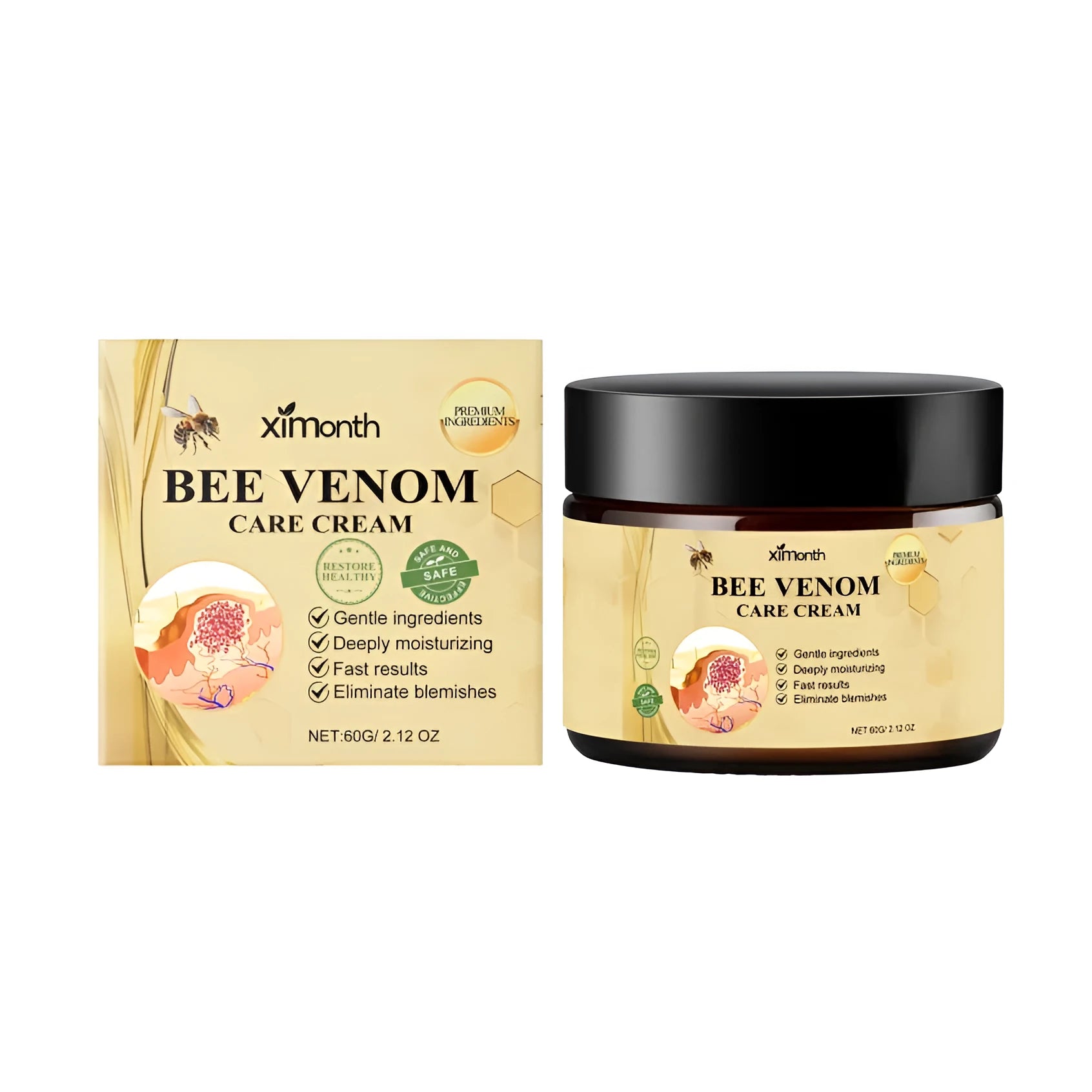 Natural Bee Skin Cream Wart Removal cream in 60g tube with herbal formula for mole removal