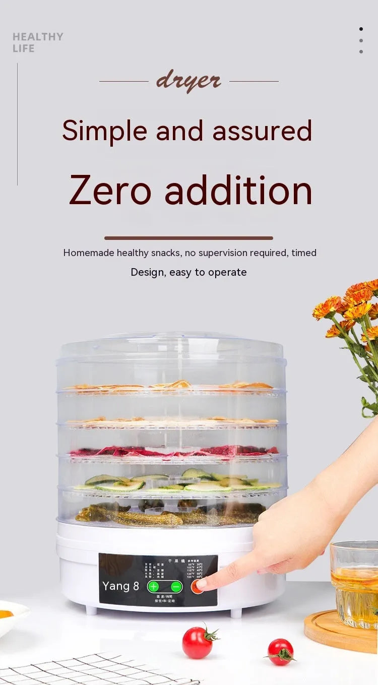 Five-layer household food dehydrator with UK plug for drying fruits and vegetables