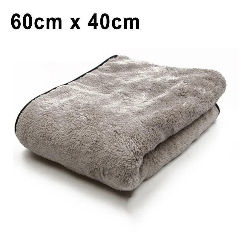 75x35cm and 60x40cm microfiber car drying towel shown flat