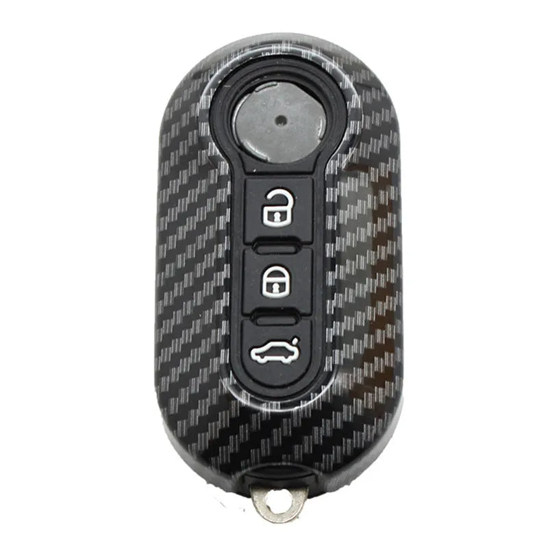 Fiat 500 remote key replacement shell with carbon fibre pattern in ABS plastic