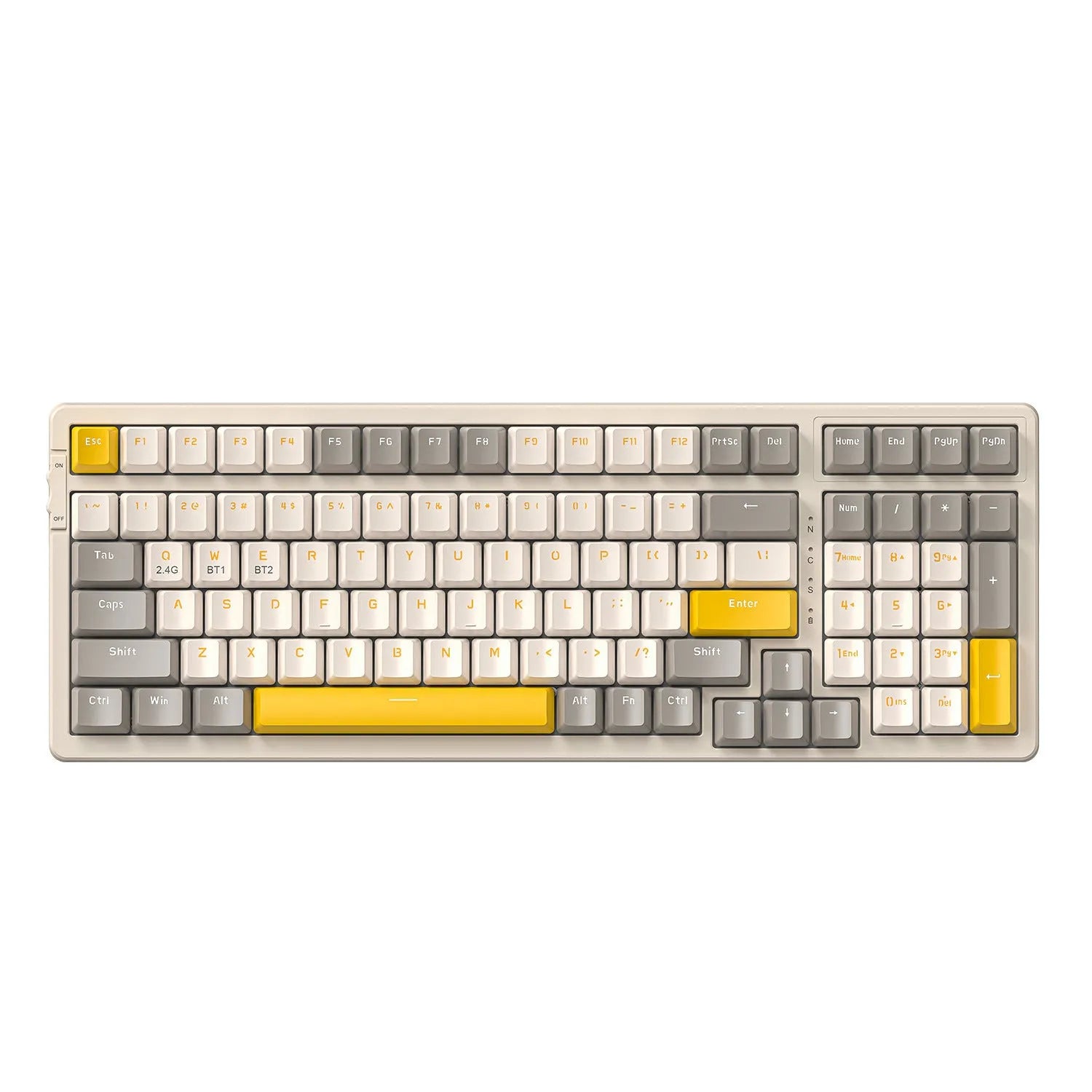 Bluetooth wireless mechanical keyboard with compact 39cm width and hot-swappable red linear switches
