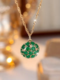 Round emerald diamond necklace with champagne gold electroplated finish on adjustable copper chain
