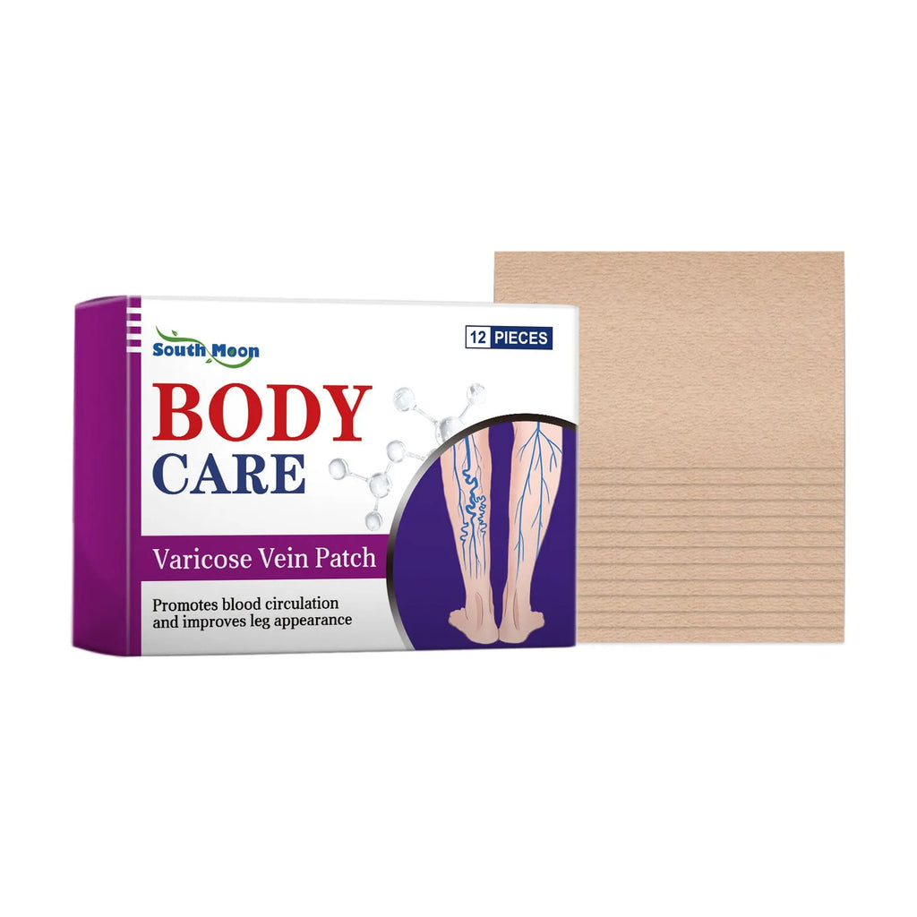 Pack of 12 leg care patches for massage with plant ingredients.