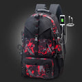 Men's large waterproof Oxford cloth hiking backpack with contrasting colours and an air pillow belt system.