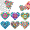 Six purple PU leather bookmarks with crystal flower decorations arranged together
